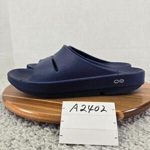 Oofos Mens 8 Ooahh Navy Recovery Comfort Casual Daily Lifestyle Slide Sandals